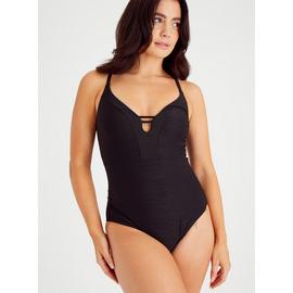 Buy Black Textured Swimsuit With Tummy Control 6 Swimsuits Tu
