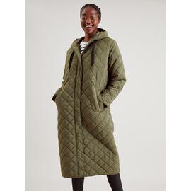 Khaki Green Long Quilted Potters Jacket 