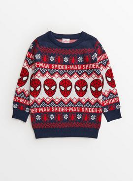 Marvel Navy Fair Isle Spider-Man Christmas Jumper 