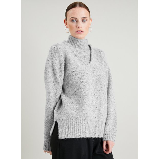 Grey funnel 2024 neck jumper