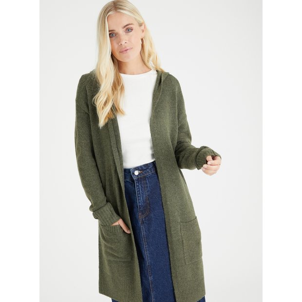 Khaki hooded outlet cardigan