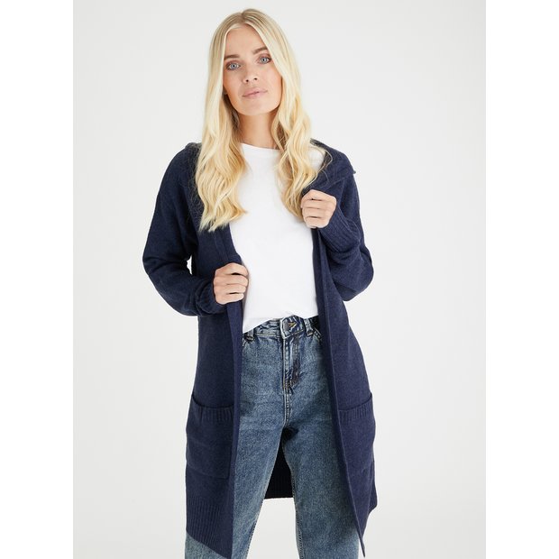 Womens navy cheap hooded cardigan