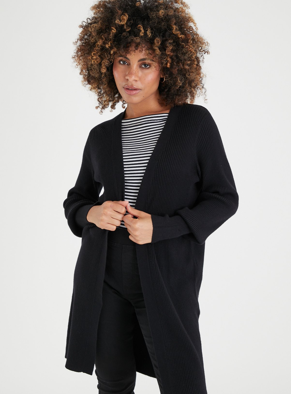 PETITE Longline Ribbed Cardigan 