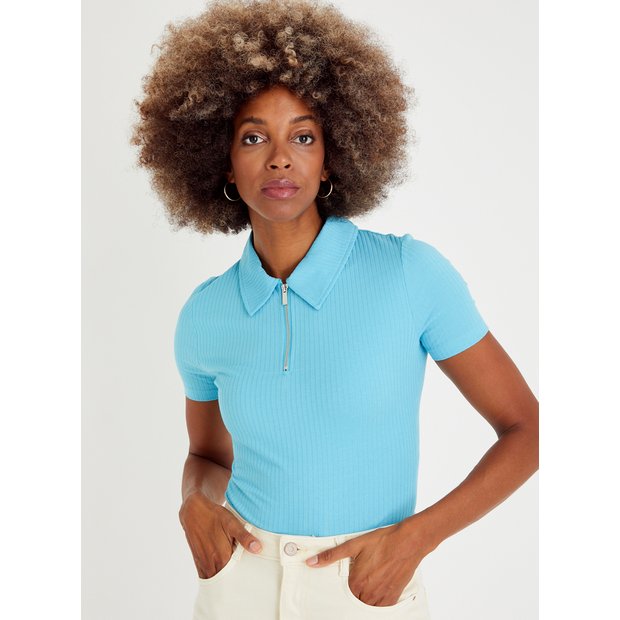 Light blue polo shirt for outlet women