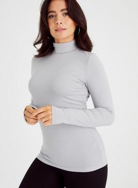 Heat Active Thermal Grey Roll Neck Top  