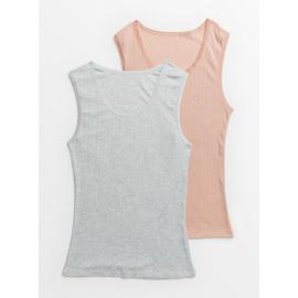 Blush & Grey Pointelle Maximum Warmth Thermal Vest  2 Pack 