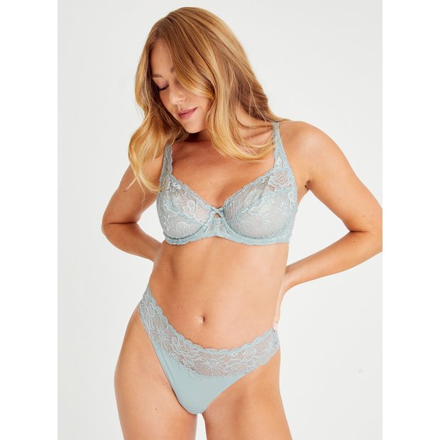 Buy A-GG Sage Green Broderie Full Cup Non Padded Bra 34A