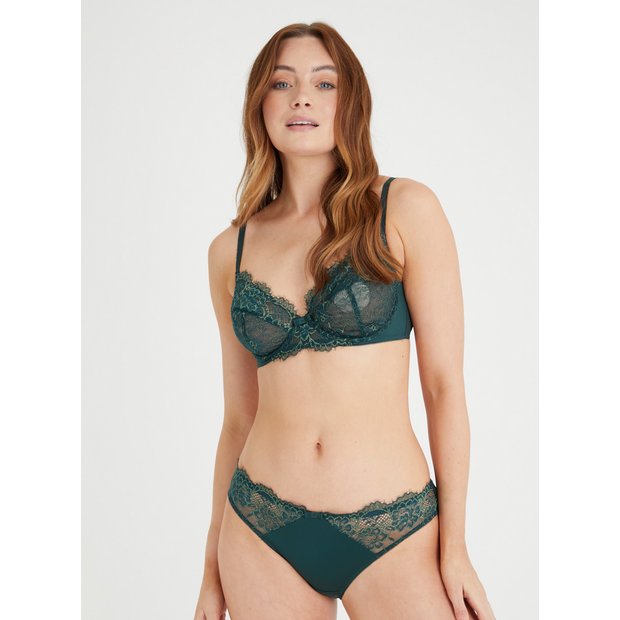 Buy A-GG Sage Green Broderie Full Cup Non Padded Bra 32C, Bras