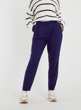 Navy Ponte Tapered Leg Trousers 