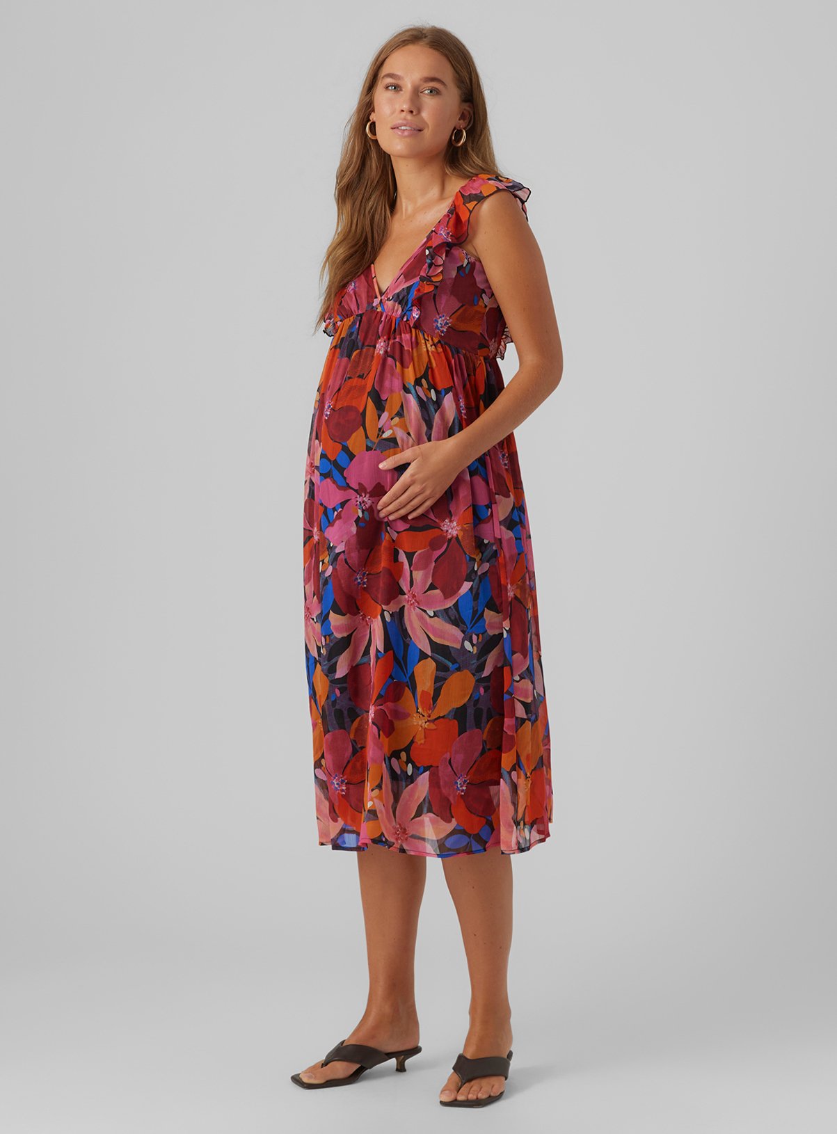 MAMALICIOUS Aprilia All Over Print Woven Midi Dress