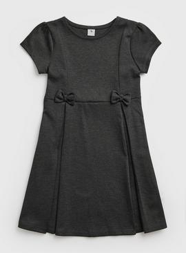 Grey Jersey Bow Detail School Dress 