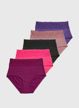 Purple Tone Comfort Lace Full Knickers 5 Pack 
