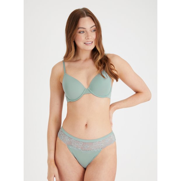 Buy Sage Green Lace Detail Full Knickers 8, Knickers