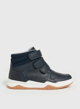 Navy Three Strap High Top Boots 