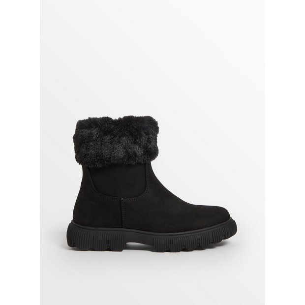 Buy Black Faux Fur Cuff Ankle Boots 2 Boots and wellies Tu