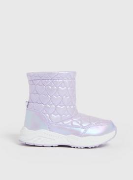 Lilac Quilted Snow Boots 