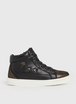 Black & Gold Star High Top Trainer 