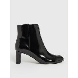 Black Patent Heeled Ankle Boot 