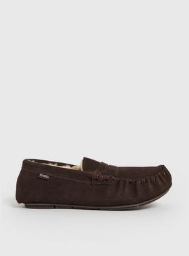 Brown Suede Moccasin Slippers 