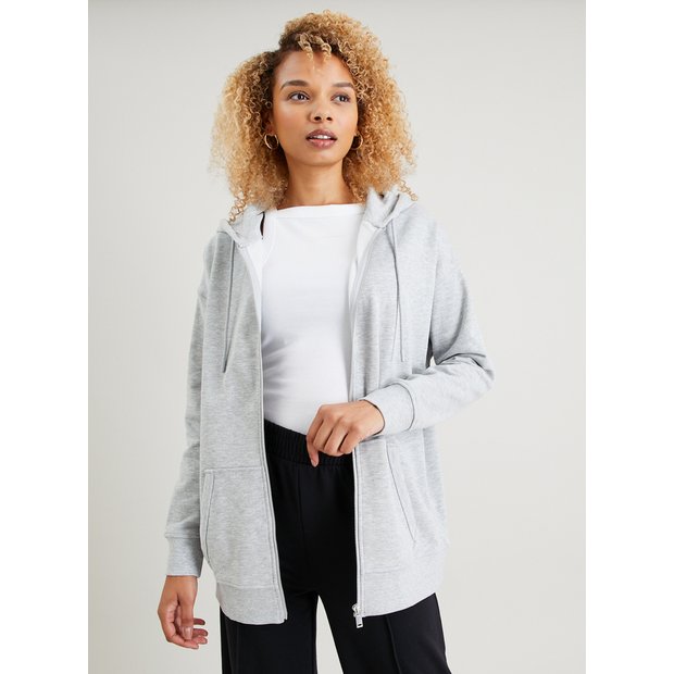 Buy Grey Oversized Zip Through Hoodie L | Hoodies and sweatshirts | Tu
