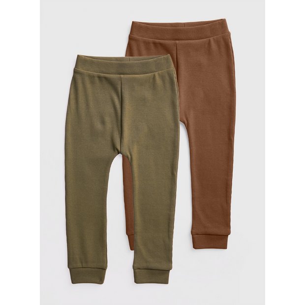 Buy Brown & Khaki Ribbed Leggings 2 Pack 2-3 years, Trousers and joggers