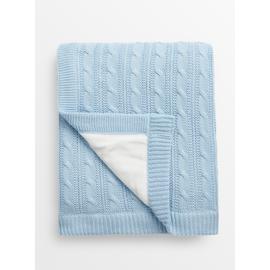 Blue Cable Knit Blanket One Size