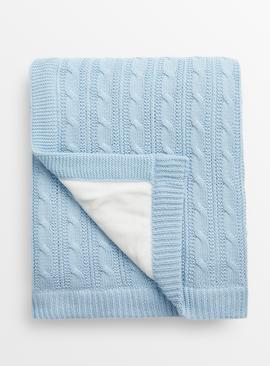 Blue Cable Knit Blanket One Size