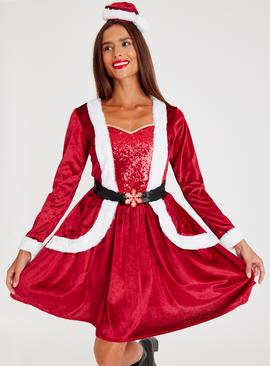 Christmas Mrs Claus Fancy Dress Costume 