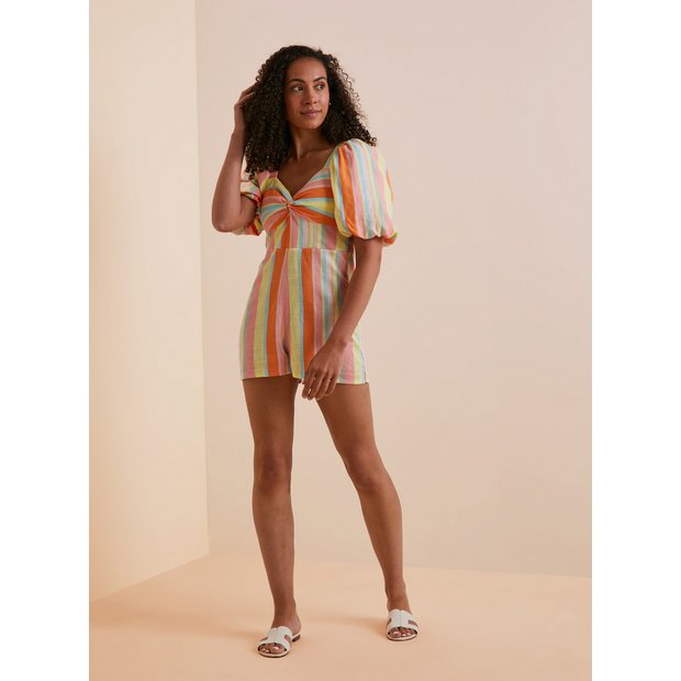 Buy Everbelle Candy Stripe Knot Front Playsuit 6