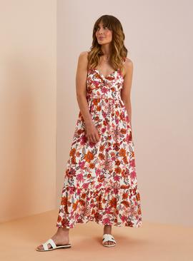 Everbelle Retro Floral Cross Hatch Cami Dress 