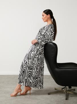 For All The Love Printed Satin Effect Zebra Midi Dress 