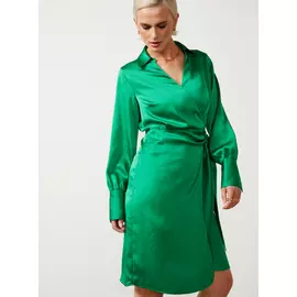 For All The Love Satin Tie Shirt Dress