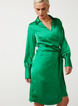 For All The Love Satin Tie Shirt Dress 