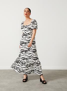 For All The Love Zebra Print Linen Midi Dress 