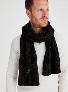 Black Neppy Cable Knit Scarf One Size