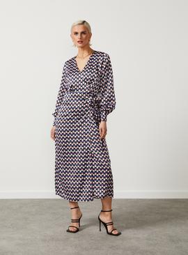 For All The Love Printed Satin Wrap Midi Dress 