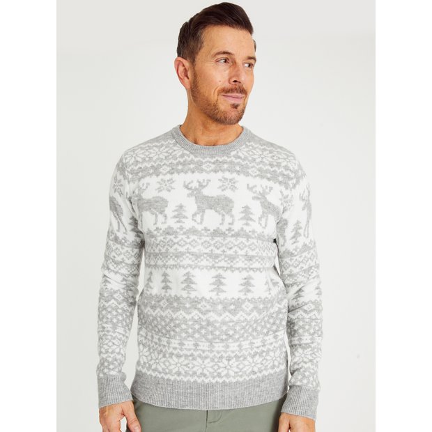 GREY Fairisle Christmas Jumper, Womens Jumpers