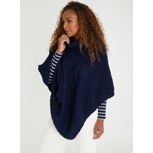 Navy hot sale poncho sweater