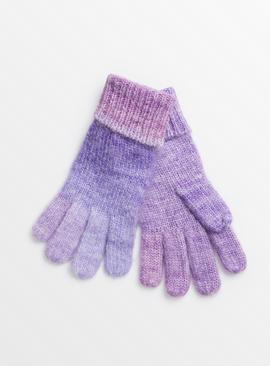 Purple Ombre Knit Gloves One Size