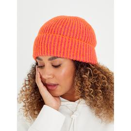 Orange Two Tone Beanie Hat One Size