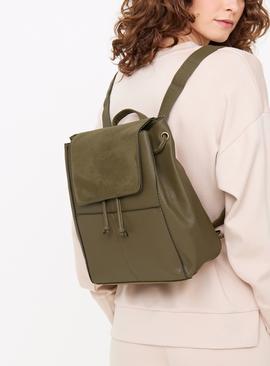 Khaki Faux Leather Backpack  One Size