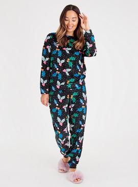 Bright Holly Print Slinky Fleece Pyjamas 