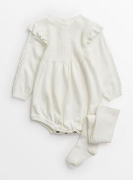 Cream Knitted Bodysuit & Tights 
