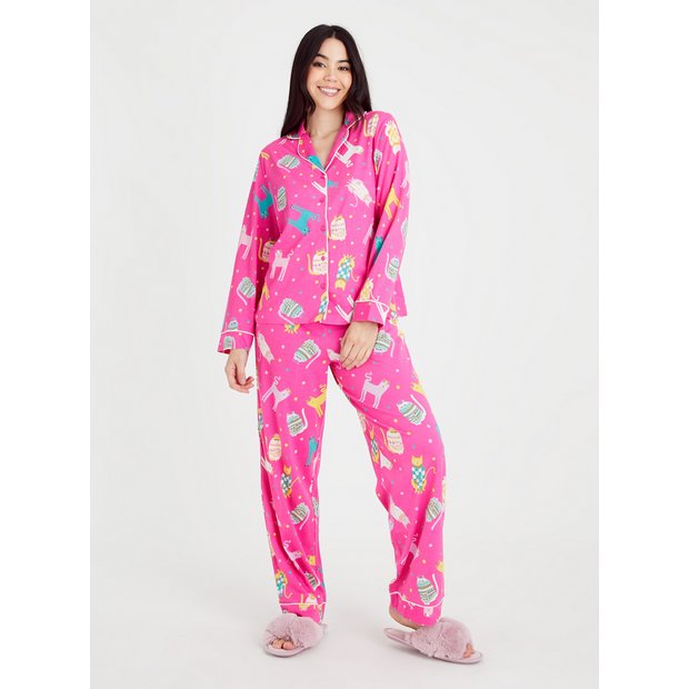 Buy Christmas Pink Cat Print Pyjamas 8 Christmas nightwear Tu