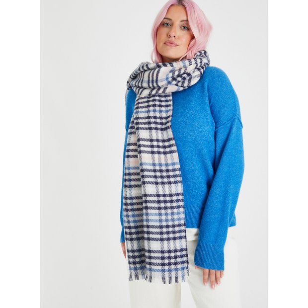 Buy Blue Reversible Check Scarf One Size | Scarves | Tu