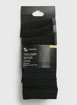 Black Patterned Trouser Socks 3 Pack - 4-8