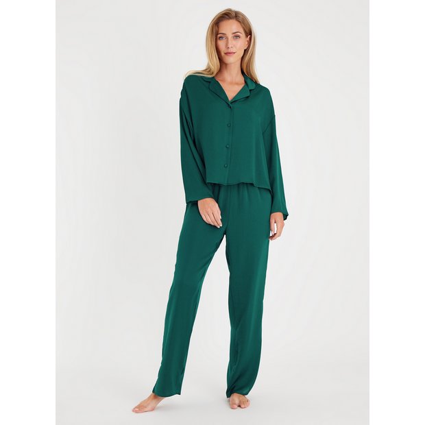 Buy Green Satin Traditional Pyjamas 8 | Pyjamas | Tu
