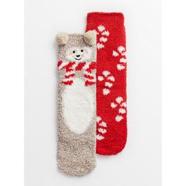 Christmas Sloth Cosy Socks 2 Pack 4-8