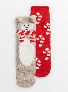 Christmas Sloth Cosy Socks 2 Pack 4-8