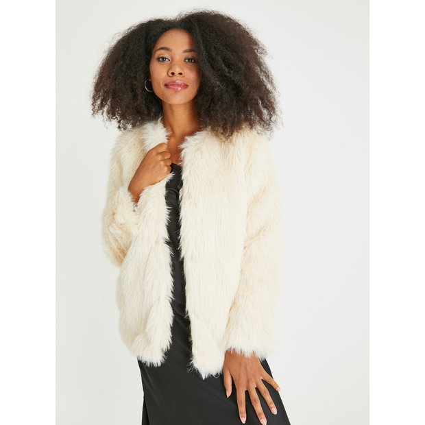 Buy Cream Faux Fur Jacket 18 | Coats | Tu